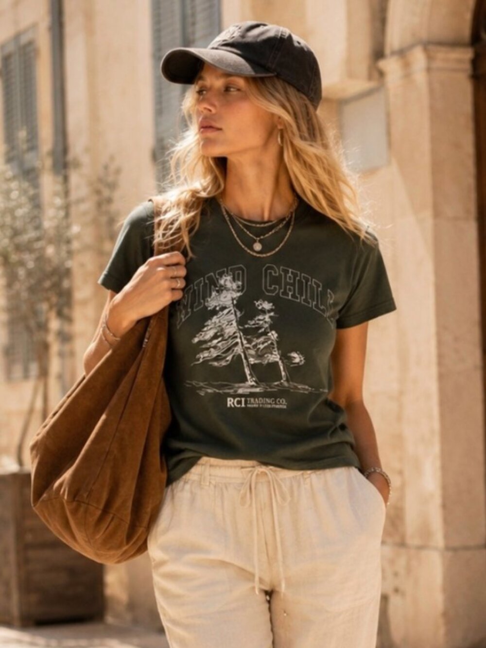 Reese Cooper Cotton Forest Green Wind Chill Graphic Tee | Small